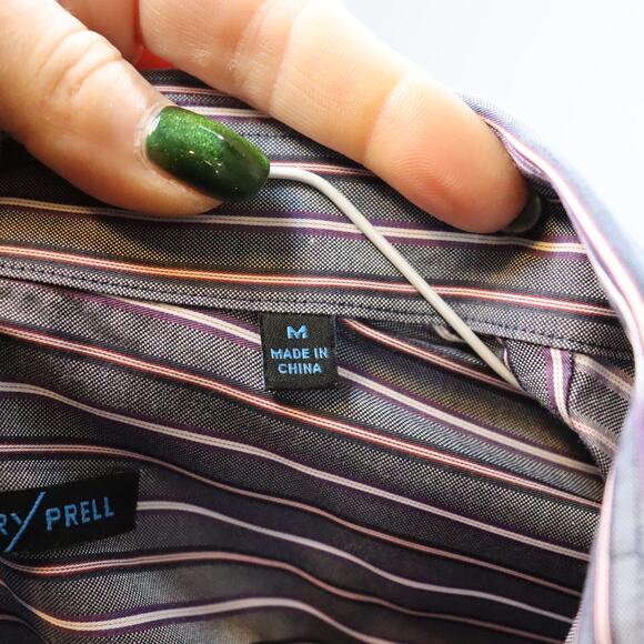 Zachary Prell Gray Red White Striped Button-Up Dress Shirt Men’s Size M - Picture 4 of 4